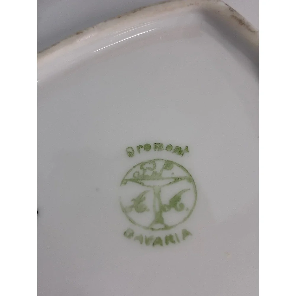 Antique 1926 Bremont Bavaria Porcelain Leaf‎ Trinket Dish Hand Painted Floral